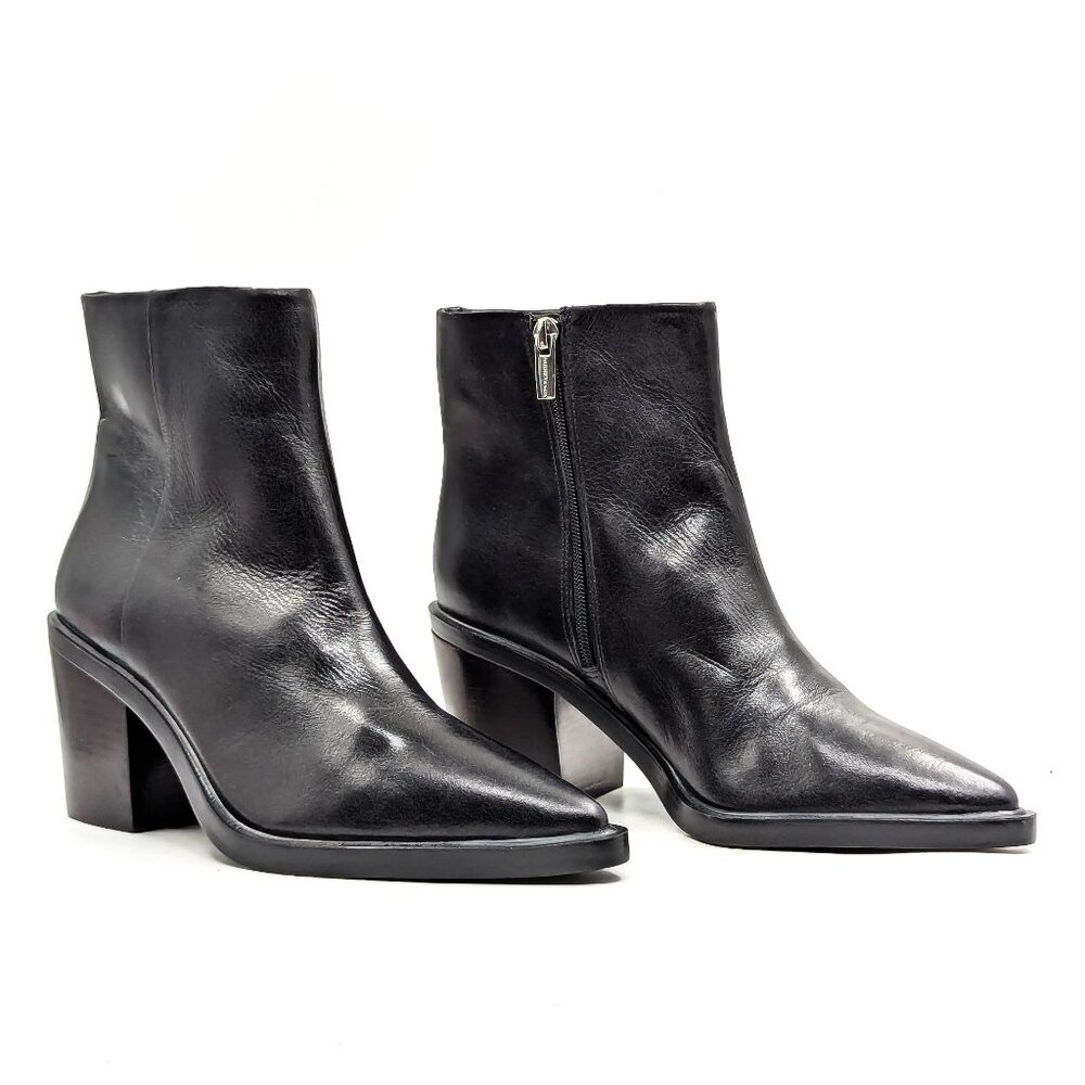 Vince Camuto Black Leather Pointed Toe Ankle Boots